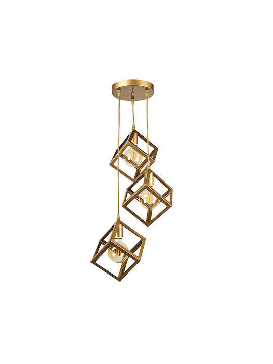 Megapap Thora Pendant Light Gold Grid with Socket E27 22x22x70cm