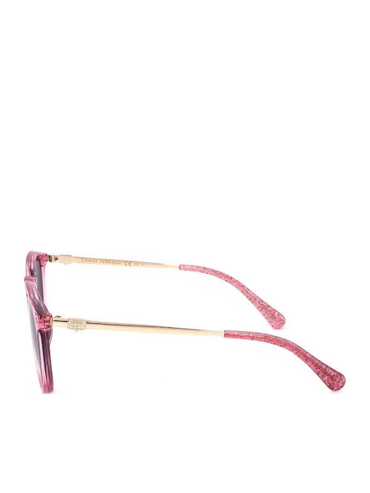 Chiara Ferragni Women's Sunglasses with Pink Frame and Black Lens