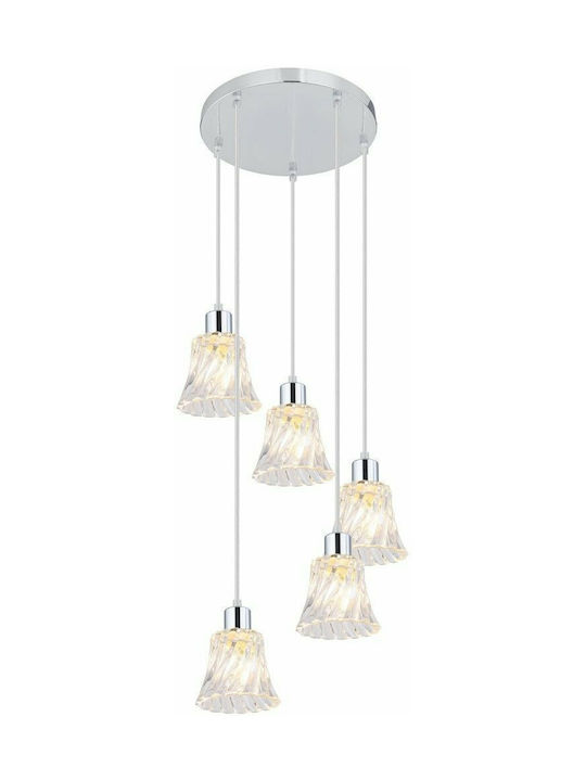 Rabalux Hestia Pendant Light Silver Bell for 5 Bulbs E14, E.14 28cm