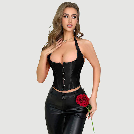 Open Neckline Sexy 12 Pieces Wide Breast Corset Black
