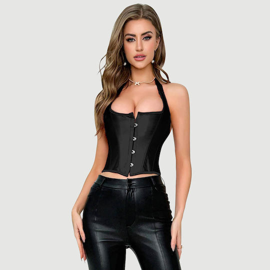 Open Neckline Sexy 12 Pieces Wide Breast Corset Black