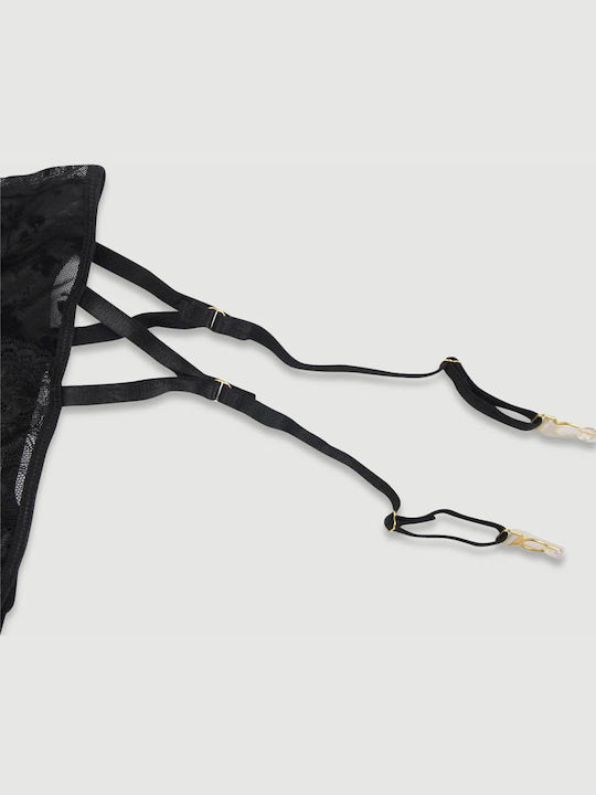 Plus Size Mit Spitze Bodysuit mit Straps & Bügel Schwarz