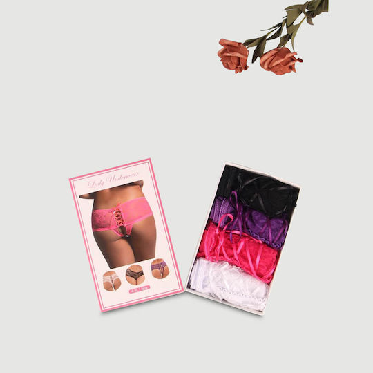 Plus Size Sexy Unterwäsche Offener Schrittfrei & Blumen Spitze Set 4 Stück