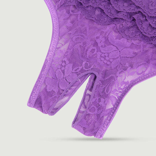 Plus Size Sexy Spitze Slip Schrittfrei Lila