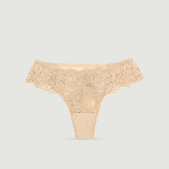 Σλιπ Δαντέλα Φλοράλ Σέξι Nude Sexy Floral Lace Panty Nude