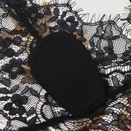 Plus Size Babydoll Crossing Straps And Details On The Back Sexy Floral Decoration Crossing Straps Back Babydoll Black