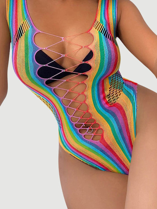 Σέξι Δίχτυ Ιριδίζον Bodystocking Sexy Mesh Rainbow Hollow Out Bodysuit Πολύχρωμο Σέξι Δίχτυ Ιριδίζον Bodystocking Sexy Mesh Rainbow Hollow Out Bodysuit Πολύχρωμο