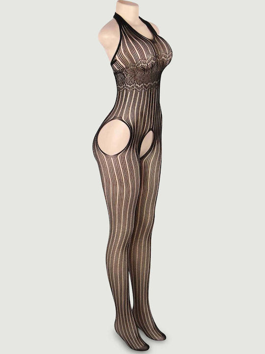 Plus Size Ολόσωμο Καλσόν Mystery Pattern Net Βodystocking Μαύρο