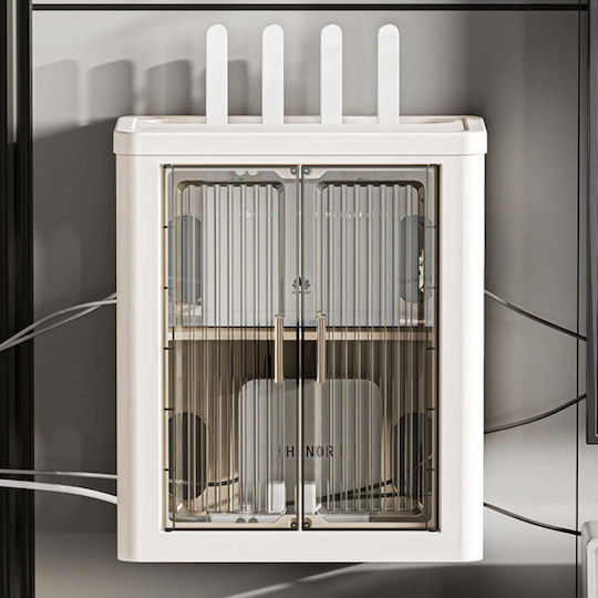 Suport Pliabil Pentru Depozitare Router Wifi Autocolant Dimensiuni 33 Cm X 28 Cm X 14.3 Cm Alb