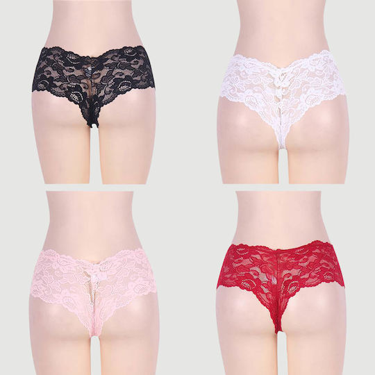 Plus Size Set of 4 Sexy Floral Lace Panties 4 In 1 Box Multicolour