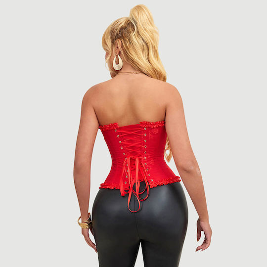 Corset 12-Piece Lace-Up Palace Corset Kit Steel Buckles & Plastic Boning Red