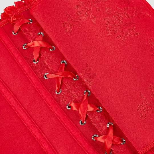 Corset 12-Piece Lace-Up Palace Corset Kit Steel Buckles & Plastic Boning Red