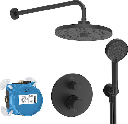 Ideal Standard Σετ Μίκτης, Τηλέφωνο & Κεφαλή Ντουζ Εντοιχισμού για Ντουζιέρα Ασημί