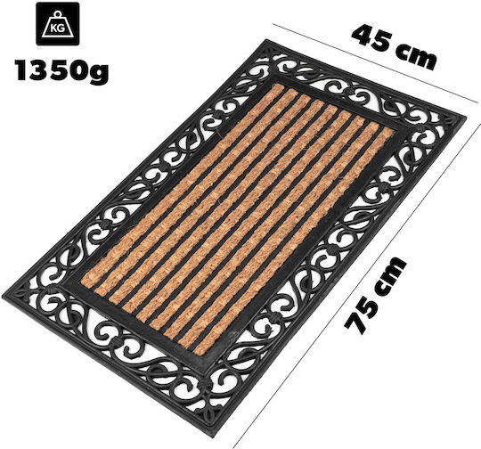 Kadax Kadax Fußmatte aus Kokosnuss mit Rutschfestem Untergrund Schwarz 45x75cm Dicke 10mm