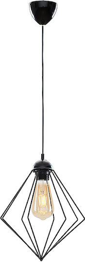 Megapap Nura Pendant Light Black with Socket E27 24x24x72cm