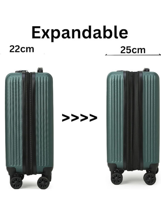 CabinFly Cabin Hard Green Travel Suitcase with 4 Wheels Height 55cm