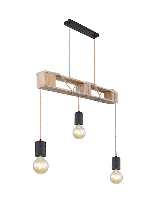 Globo Lighting Pendant Light Black with Rope for Socket E27 83x10x120cm