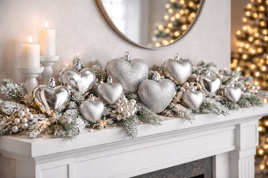 Sersimo Weihnachtsbaumschmuck Herzformen Kunststoff 4-7 Cm Silber