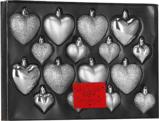 Sersimo Weihnachtsbaumschmuck Herzformen Kunststoff 4-7 Cm Silber