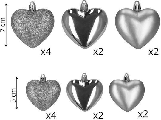 Sersimo Weihnachtsbaumschmuck Herzformen Kunststoff 4-7 Cm Silber