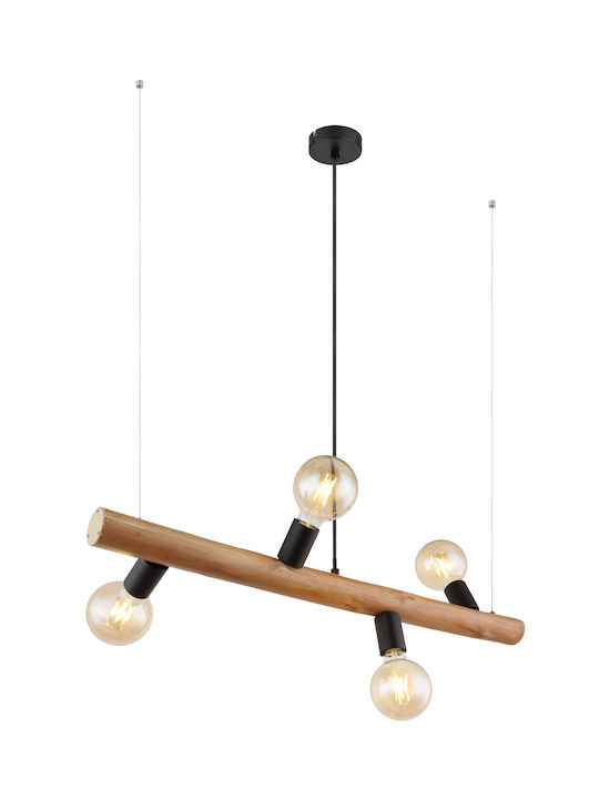 Globo Lighting Kira Pendant Light Brown Rail for 4 Bulbs E27 80x17x150cm