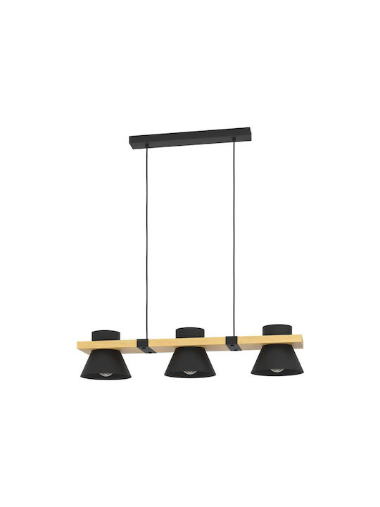 Eglo Hängelampe Schwarz Schiene mit Fassung E27 78x110cm.