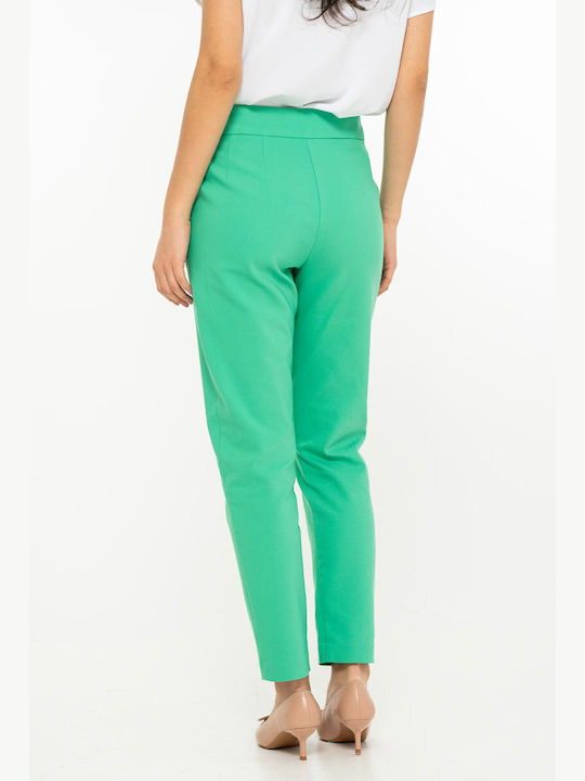 Pantalon Dama Din Țesătură Croială Tapered Verde
