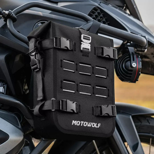 Waterproof Motorcycle Bag 8l Motowolf – Crash Bar Side Tail Bag – Black 7015b