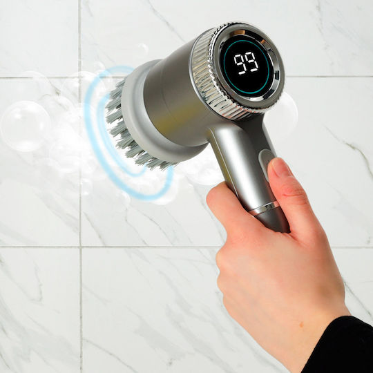 Perie Electrică 5-in-1 5 Accesorii de Curățare pentru Rosturi de Gresie Pardoseală Baie Piscină Afișaj Led Încărcare Usb