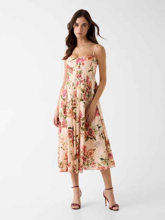 Summer Midi Dress for Wedding Christening Open Back Floral