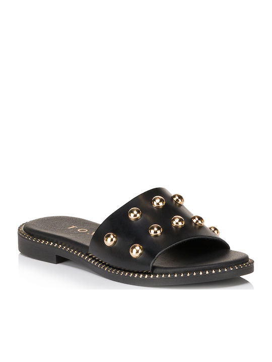 Leather Women's Flat Sandals Black