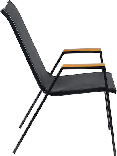 Gartenstühle Metallisch Leone Schwarz 54x74x91cm
