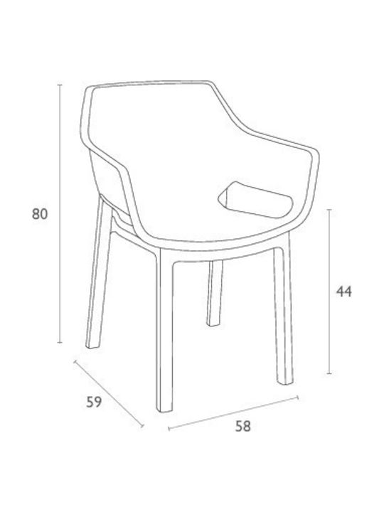 Scaun de Exterior din Polipropilenă Dora Gri Închis 58x59x80cm