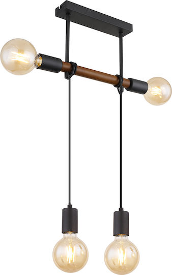 Globo Lighting Heinrich Pendant Light Black Rail for 4 Bulbs E27 39x6x100cm