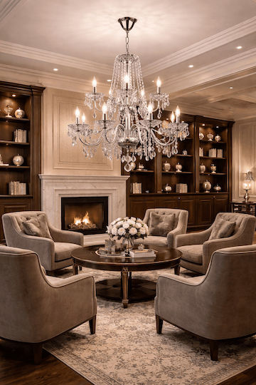 SteweHome Ceiling Light 12 Candles With Transparent Crystal Elements Modern Royal 65x80cm