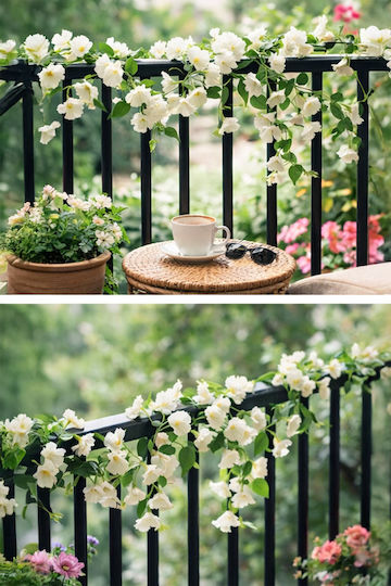 Garland Petunias White Flowers 0x0x165cm Monochrome Evergreens