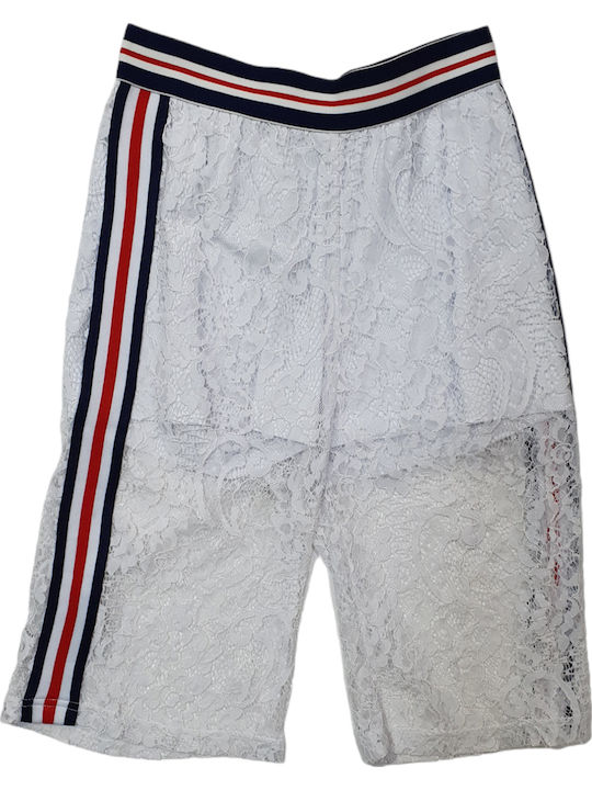 Pantalon Larg din Material Textil pentru Copii WHITE