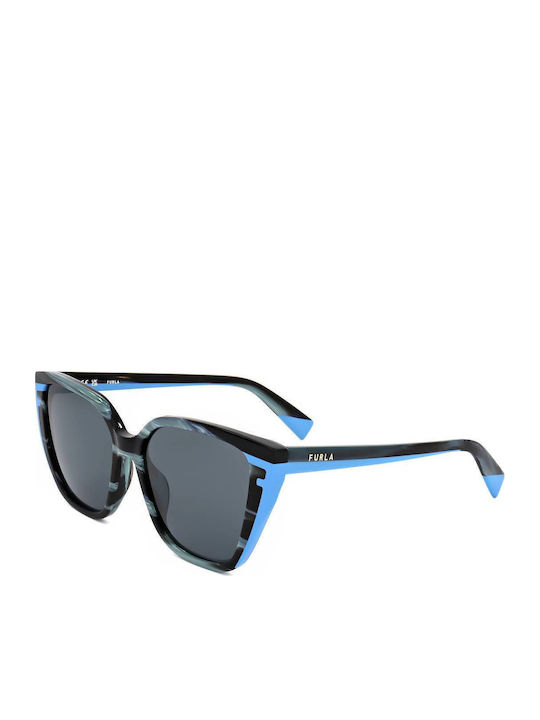 Furla Women's Sunglasses with Multicolour Plastic Frame and Gray Lens