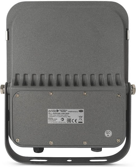 Avide Asolflcw-10ah-smsp Στεγανός Ηλιακός Προβολέας LED 100W Ψυχρό Λευκό 6400K με Αισθητήρα Κίνησης και Τηλεχειριστήριο IP65