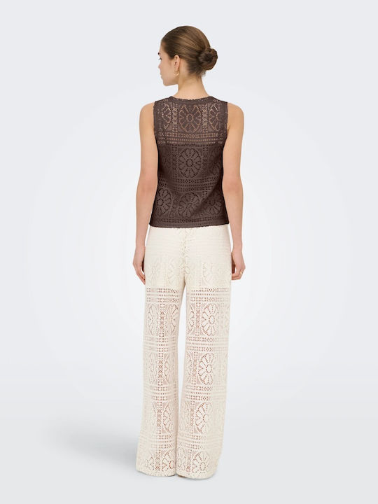 Damen Bluse Baumwolle Ärmellose Braune