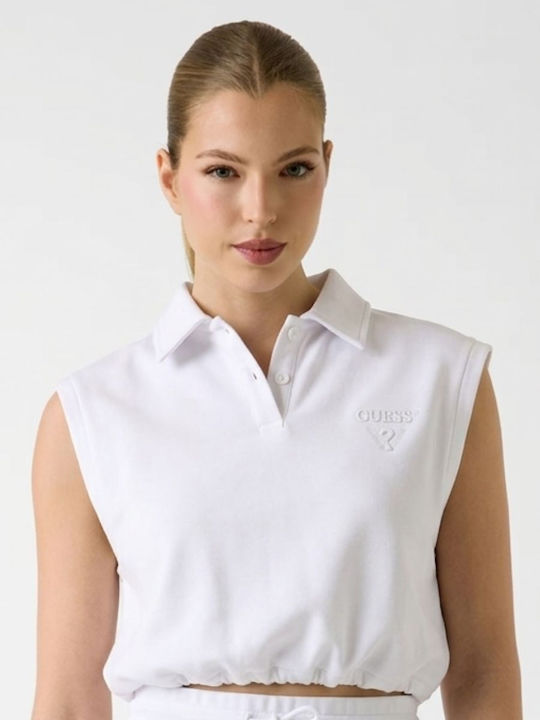 Women's Sleeveless Polo Blouse White