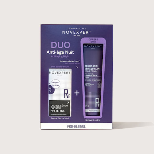 Novexpert Promo Pro-Retinol Dual Booster Serum Skin Care Set for Anti-Ageing Moisturizing & Facial Cleaning 2 Pieces