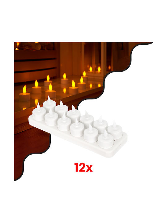 GloboStar Διακοσμητικό Φωτιστικό LED Θερμό Λευκό 2700K Κερί 6τμχ 3.9x3.9x4.9εκ.
