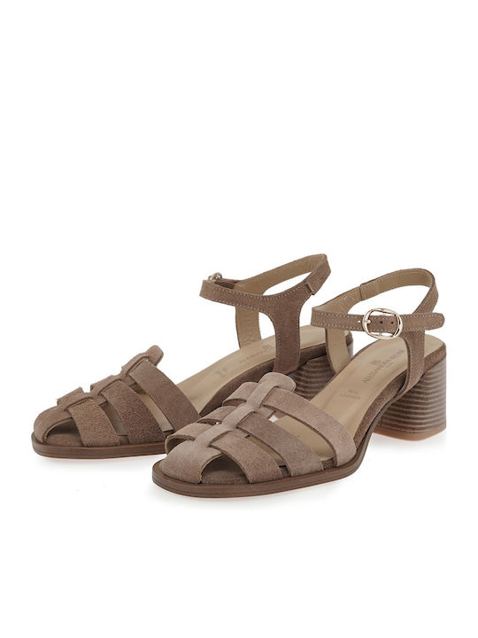 Suede Damen Sandalen Braun