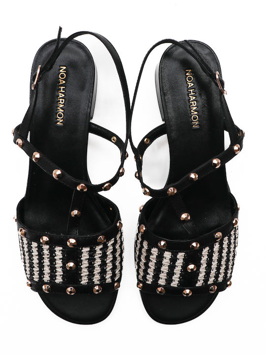 Damen Sandalen Aus Leder Schwarz