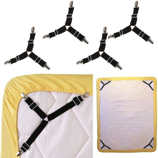 Set 4 Sheet Fastening Accessories Zola Adjustable Length Fixing Clips Universal Black