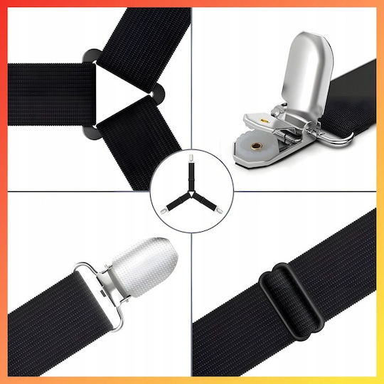 Set 4 Sheet Fastening Accessories Zola Adjustable Length Fixing Clips Universal Black