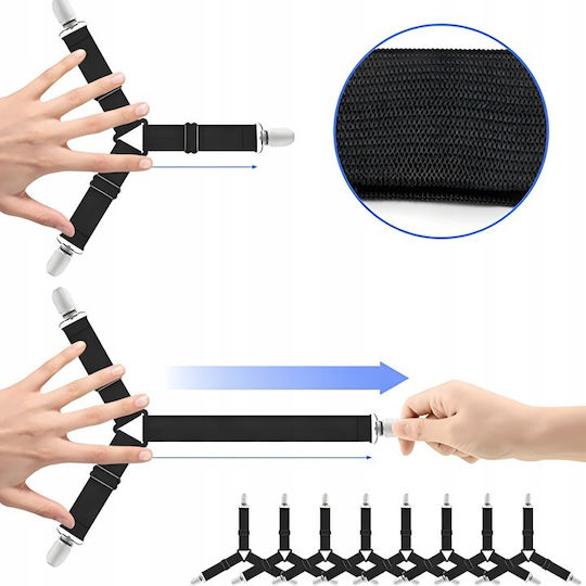 Set 4 Sheet Fastening Accessories Zola Adjustable Length Fixing Clips Universal Black