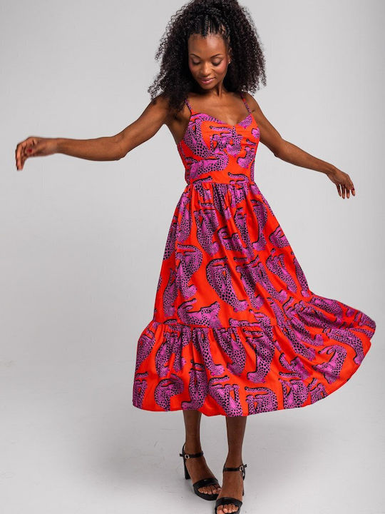 Sommer Midi Damenkleid Orange