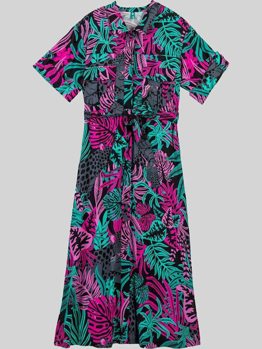 Sommer Midi Hemdkleid Blumen